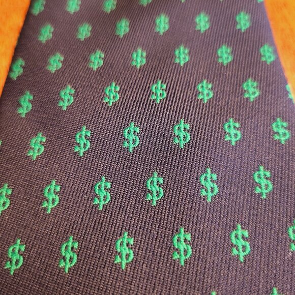 Alynn ~ Dollar Sign Vintage Necktie ~ Excellent Condition - Picture 2 of 4